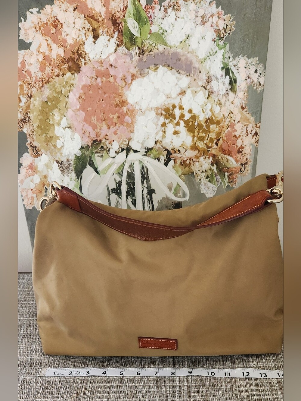 Dooney & Bourke Tan Shoulder Bag with Brown Strap - Picture 2 of 10